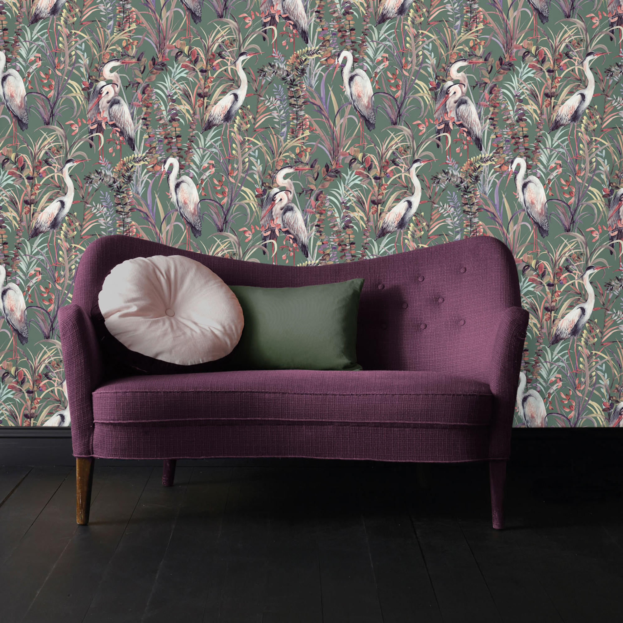 VLIESTAPETE Tropical Heron - Grün, Papier/Kunststoff (53/1000cm) - Sublime