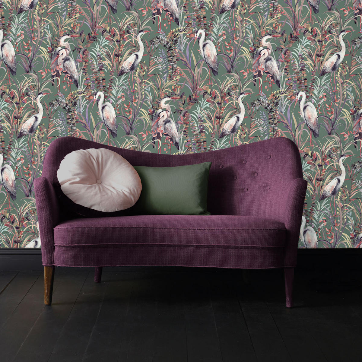 VLIESTAPETE Tropical Heron - Grün, Papier/Kunststoff (53/1000cm) - Sublime