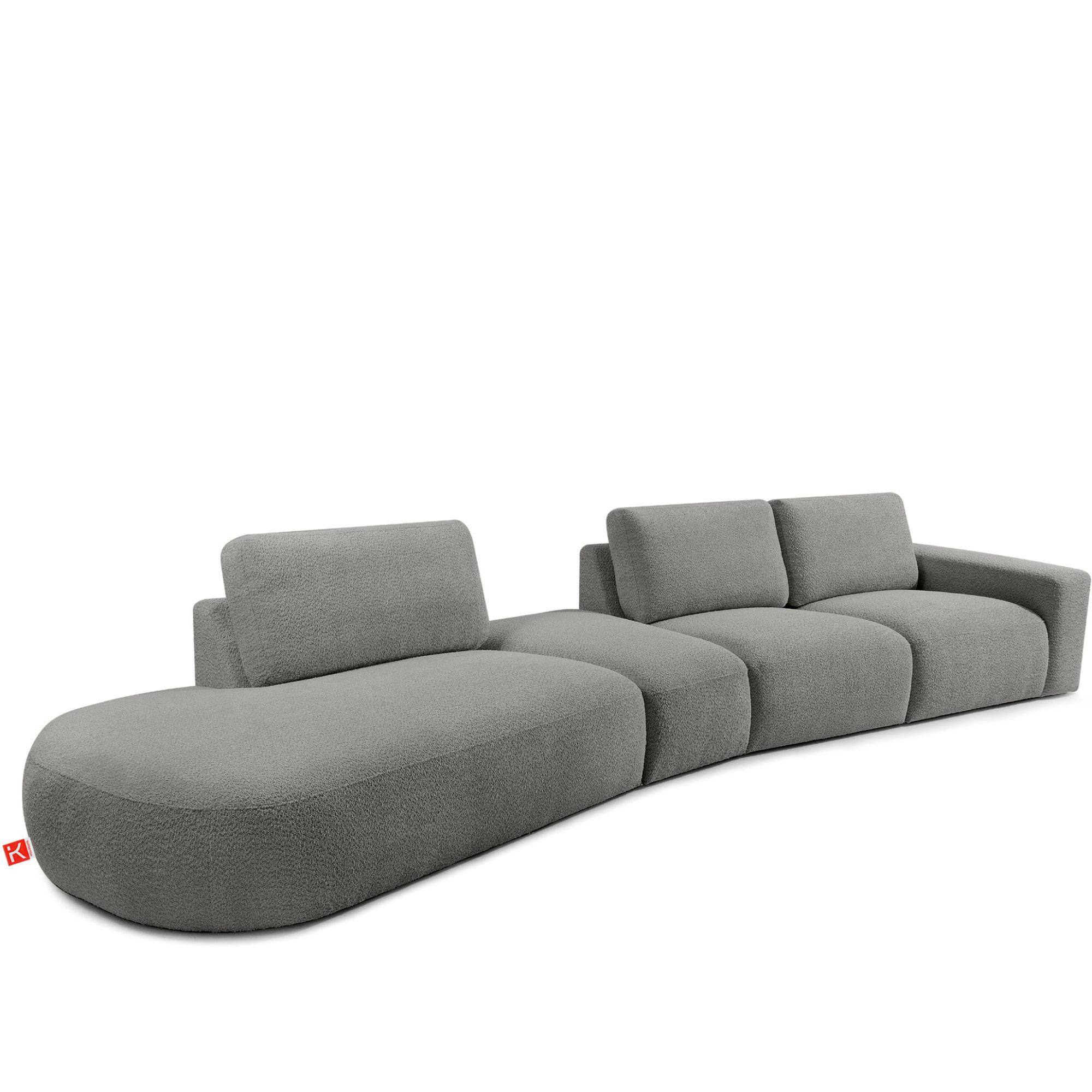 5-SITZER ECKSOFA ZUCCO Boucle links, Grau - Grau, Textil (430/84/105cm) - KONSIMO®