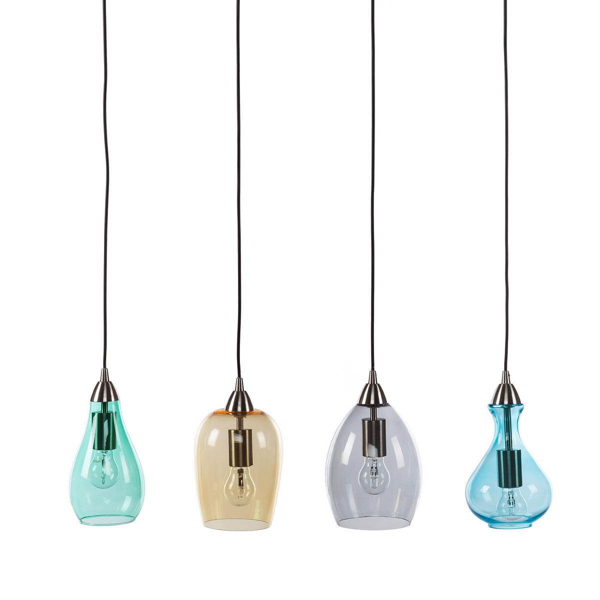 PENDELLEUCHTE Glas / Eisen, 4-flammig - Multicolor, Glas (15/80/150cm) - home24