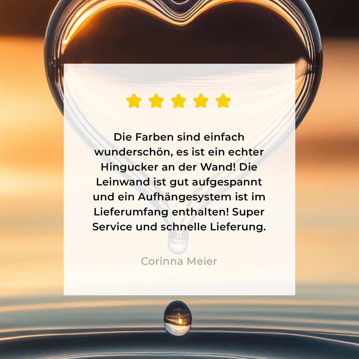 LEINWANDBILD - Herz - Wasser - Sonnenuntergang - Natur - Zen - 20x30 - Bilder - Bernsteinfarben, Textil (20/30cm) - MuchoWow