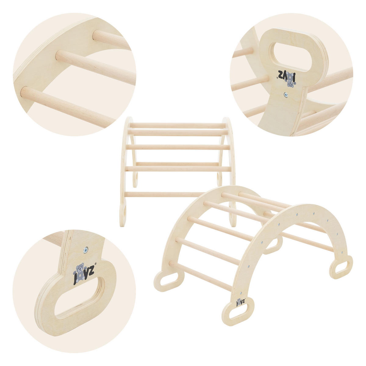 KLETTERBOGEN mit RUTSCHBRETT - Naturfarben, Holz (52/45.5/94cm) - Joyz