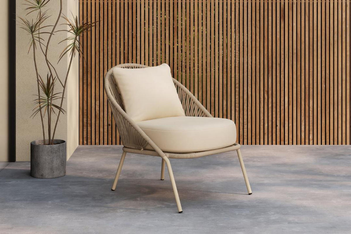 LOUNGESESSEL, Lindos, Beige, Stahl, 74 x 81 x 77 cm - Beige, Metall (74/77/81cm) - ebuy24