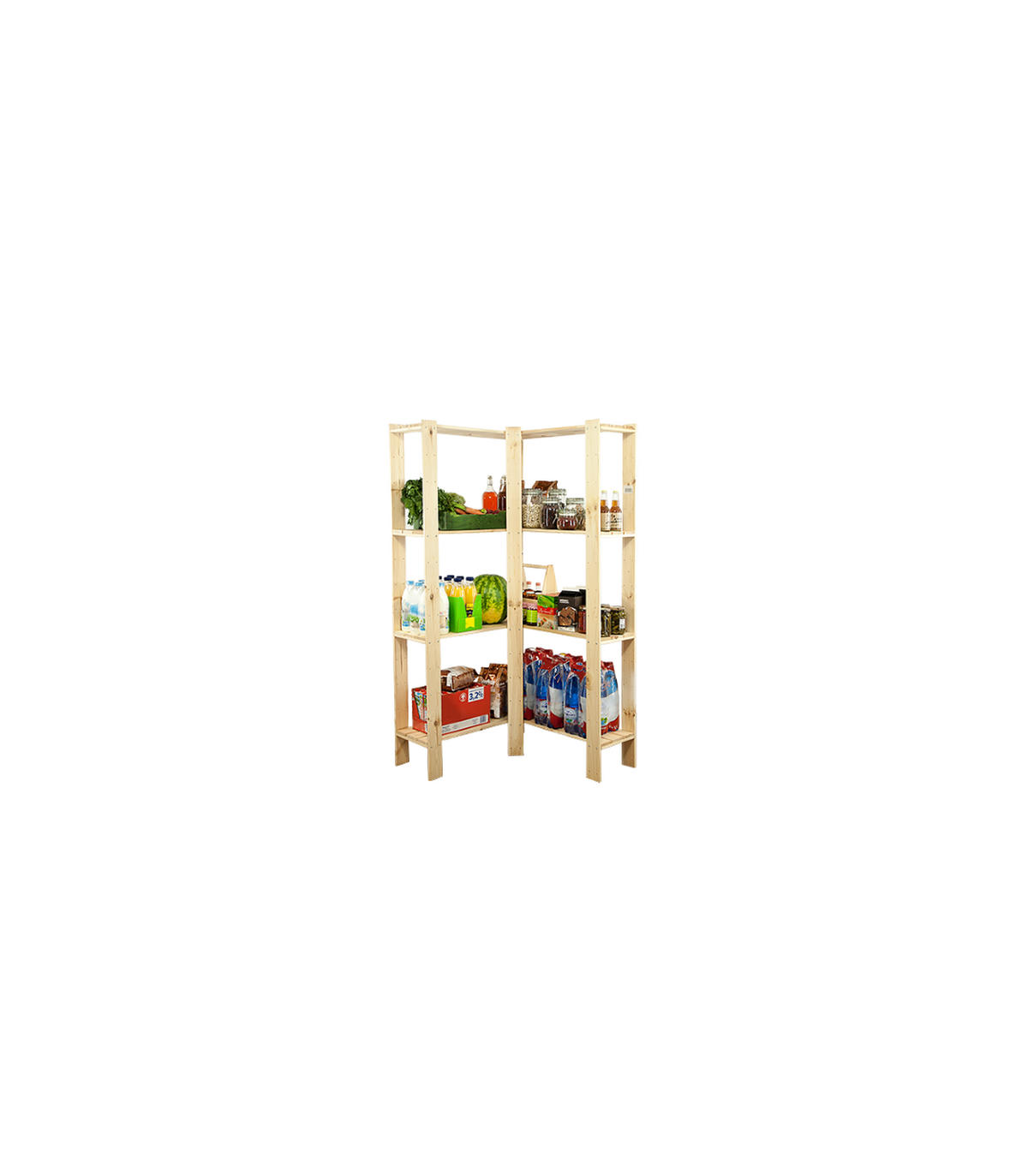 ECKREGAL WOODLAND 166,4x85x30cm Fachlast 120kg 4 Fachboden Kiefernholz Natur - Naturfarben, Holz (85/166.4/30cm) - PROREGAL