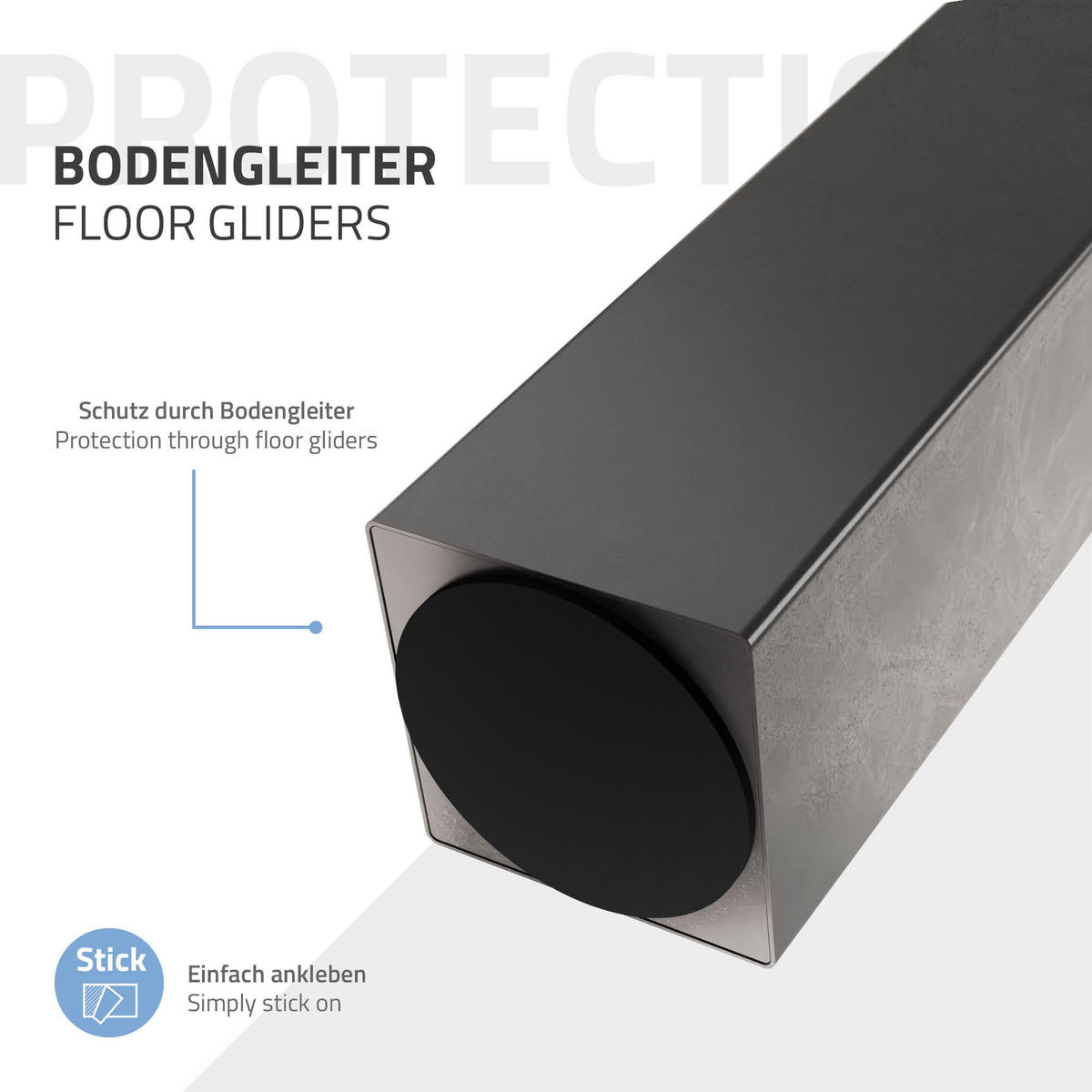 TISCHBEINE 4er Set I-96GRAD-Design H:42 cm Dunkelgrau 8x8 cm - Dunkelgrau, Metall (8/42/8cm) - ML-DESIGN