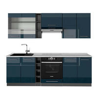 KÜCHENZEILE Fame-Line Dunkelblau Hochglanz/Anthrazit 235 cm, AP Marmor - Anthrazit/Dunkelblau, Holzwerkstoff (235/81.6/60cm) - Vicco