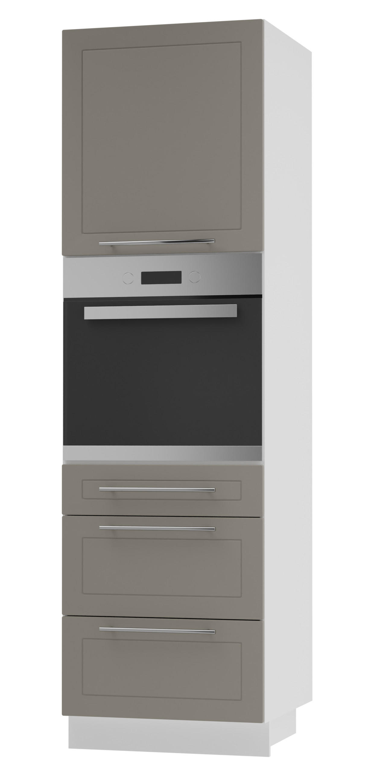 Feldmann-Wohnen Backofen-Hochschrank Beige, Weiß 60x207x59 cm