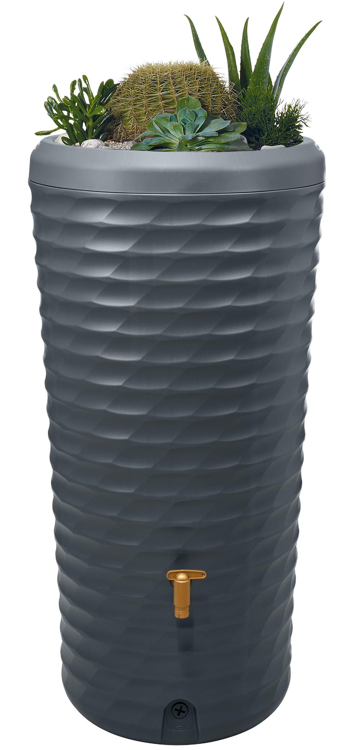 2IN1 Regentonne 230 L, graphite grey inkl. Pflanzschale - Grau, Kunststoff (59/114/60cm) - 4rain