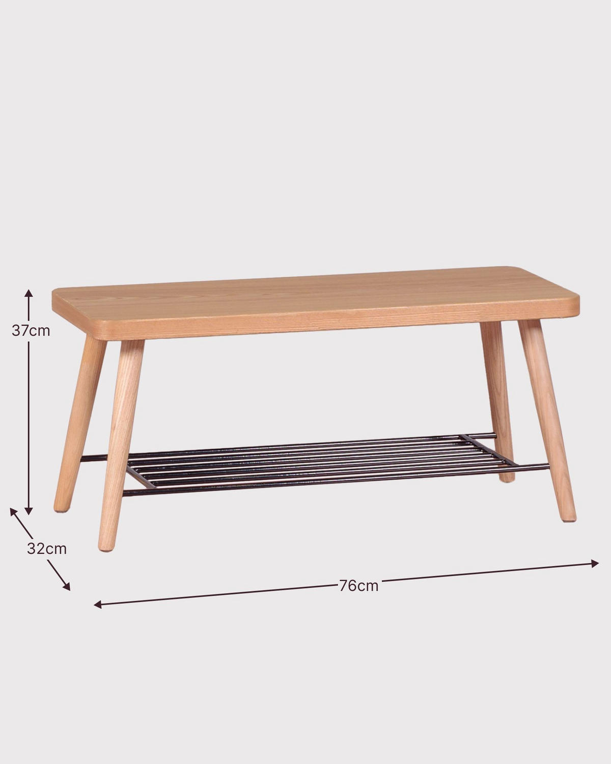 BANK Rustikal Buchefarben 32/76/37 cm - Buchefarben, Holz (76/37/32cm) - Nest Dream