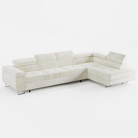 ECKSOFA VEMO NOVA Rechts Creme Velours-Stoff mit Schlaffunktion und Bettkasten - Creme, Textil (341/202cm) - Barchello
