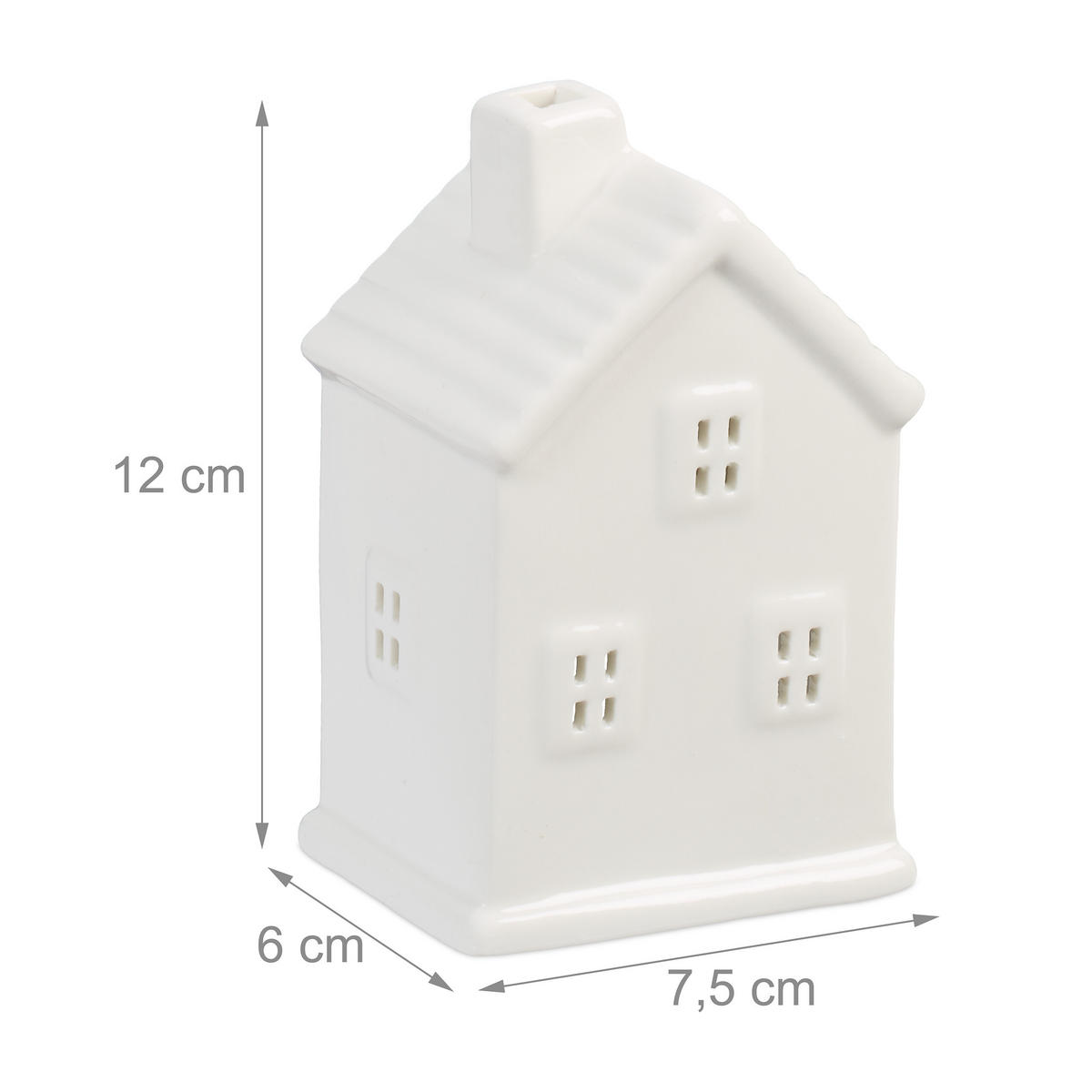 TEELICHTHAUS - Weiß, Keramik (12cm) - Relaxdays