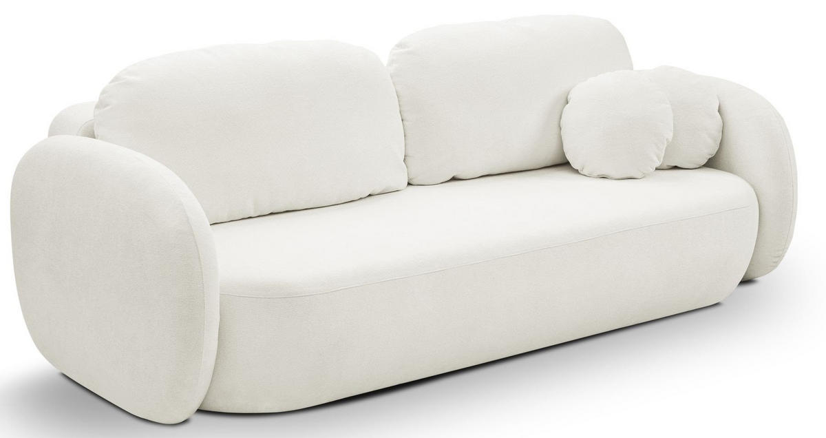 SCHLAFSOFA LIO, Sofa mit Schlaffunktion und Bettkasten, Farbe: Weiß, Velourstoff - Weiß, Textil (238/86/101cm) - Sepro Meble