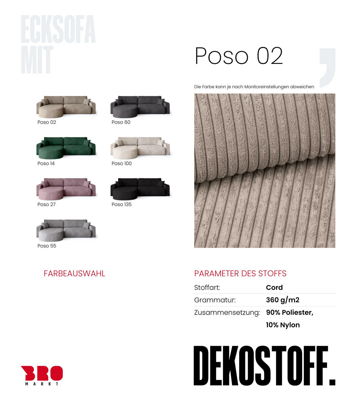 ECKSOFA Bisk mit Schlaffunktion Beige Cordstoff - Beige, Textil (275/170cm) - Bromarkt