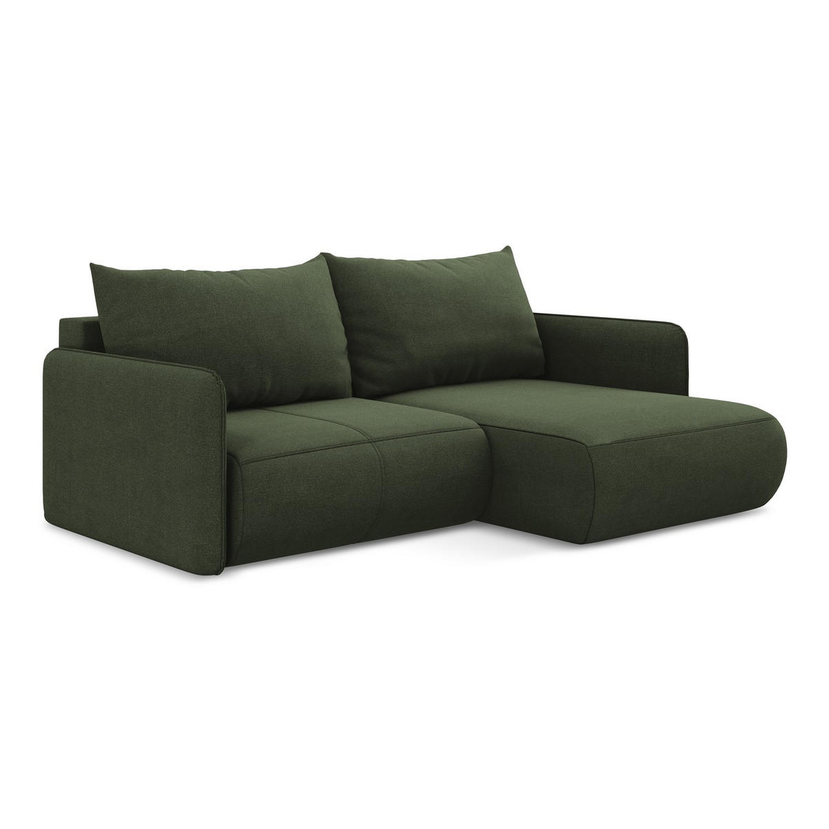 ECKSOFA mit Schlaffunktion Strukturstoff Stoff Grün - Schwarz/Olivgrün, Kunststoff/Textil (207/148cm) - LaMiaSofa