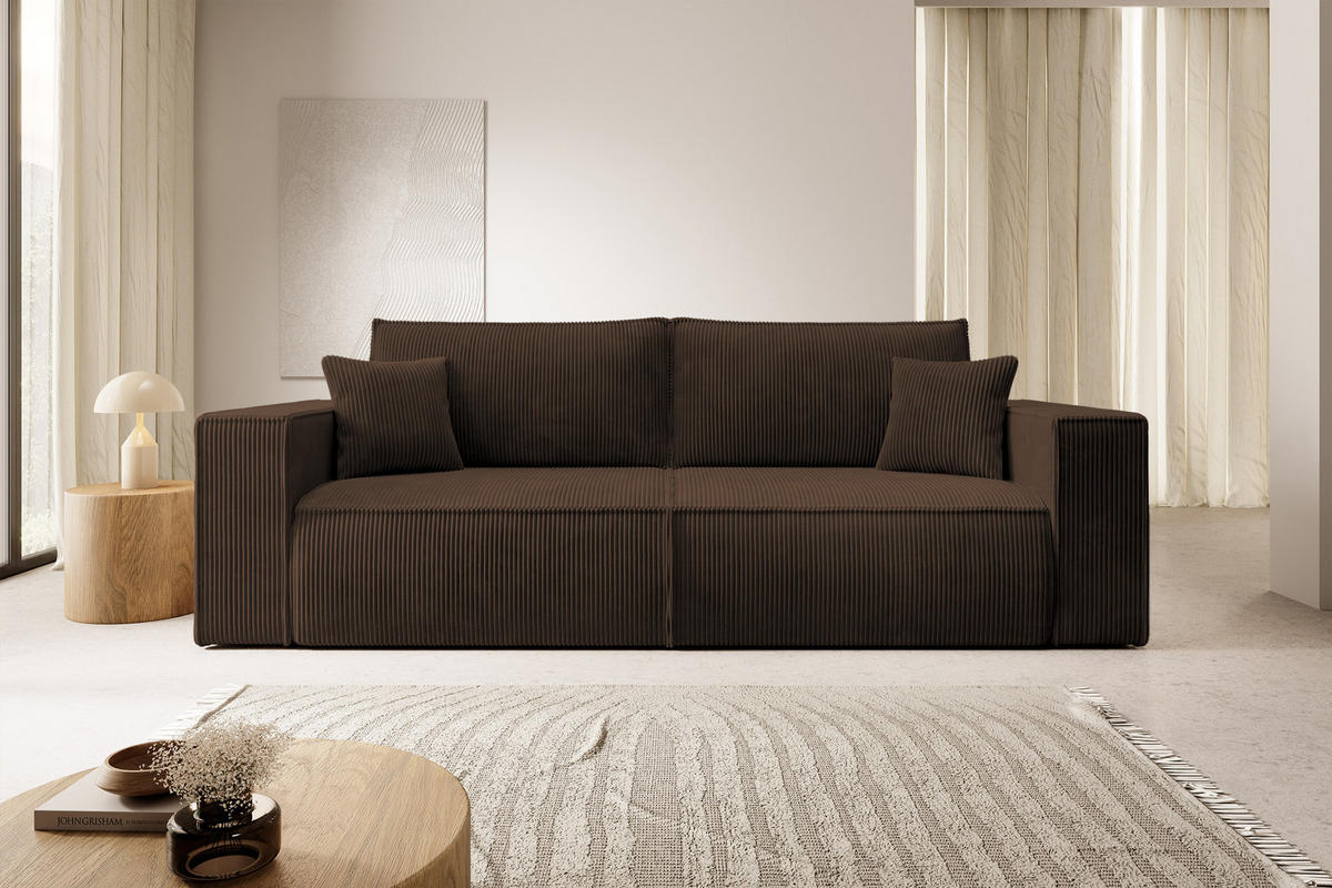 SCHLAFSOFA Farese Braun Cordbezug - Schwarz/Braun, Kunststoff/Textil (257/85/102cm) - Selsey