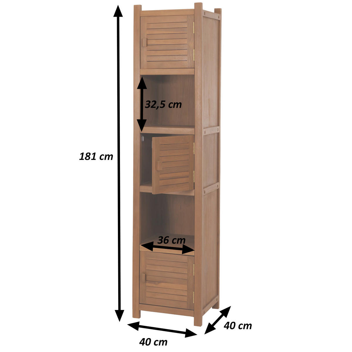 HOCHREGAL Braun - Braun, Holz (40/181/40cm) - MCW