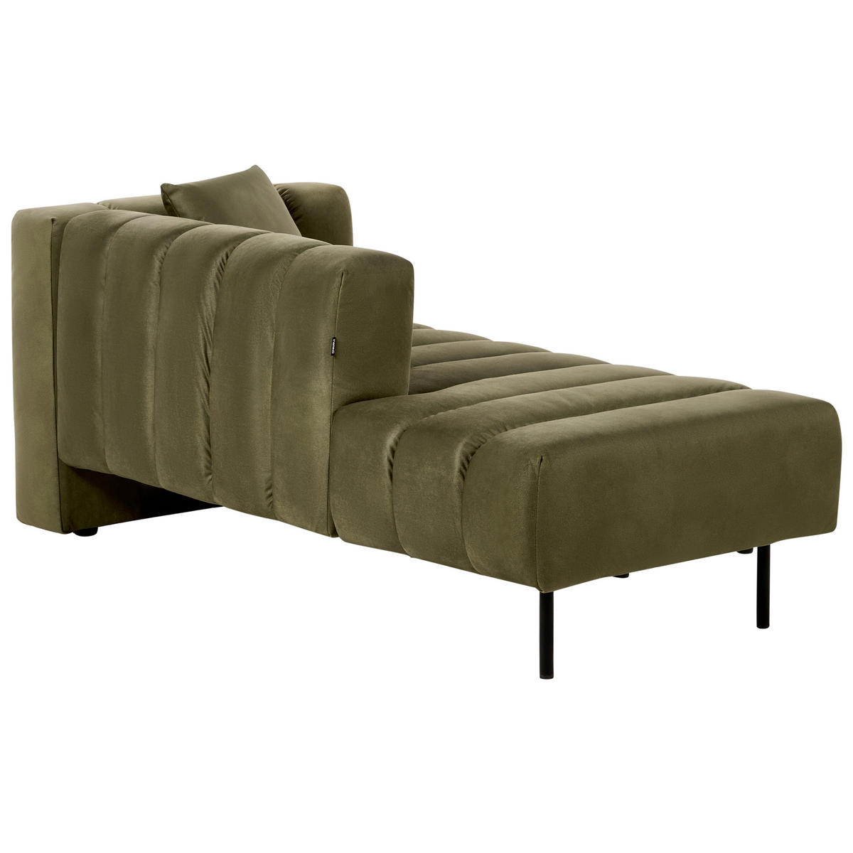 CHAISELONGUE Samtstoff olivgrün rechtsseitig Lannils - Schwarz/Grün, Textil (156/67/76cm) - Beliani