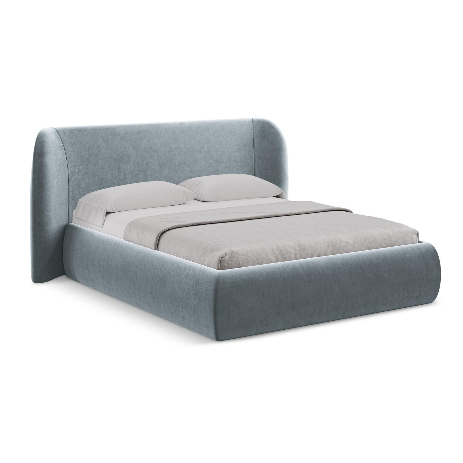 POLSTERBETT mit Bettkasten und Lattenrost 230x215 Blau - Blau/Schwarz, Kunststoff/Textil (180/200cm) - LaMiaSofa