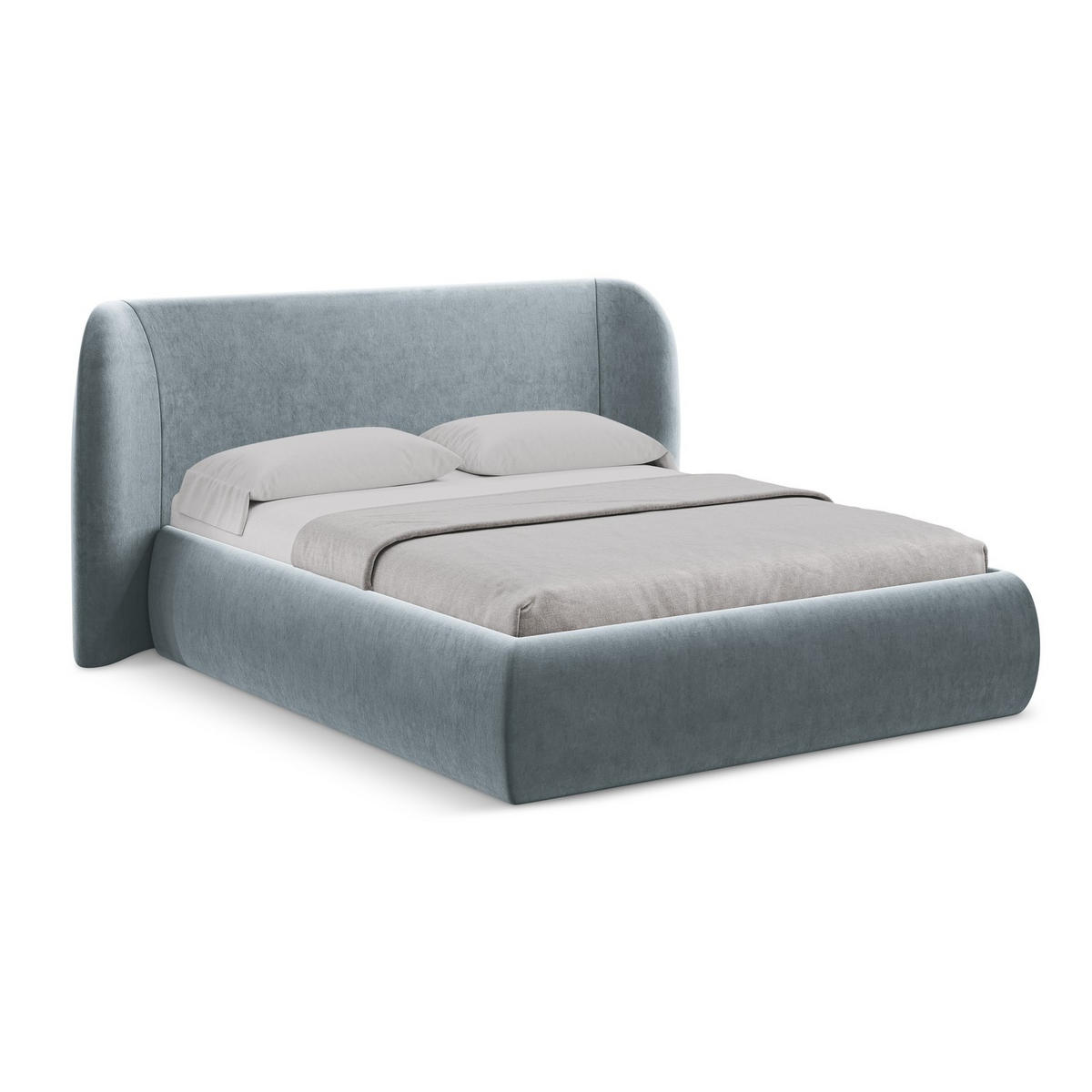 POLSTERBETT mit Bettkasten und Lattenrost 230x215 Blau - Blau/Schwarz, Kunststoff/Textil (180/200cm) - LaMiaSofa