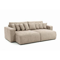 SCHLAFSOFA, Cordstoff Poso, Dunkelbeige, PIANO DOUBLE - Beige, Holz (246/83/145cm) - Kaiser Möbel