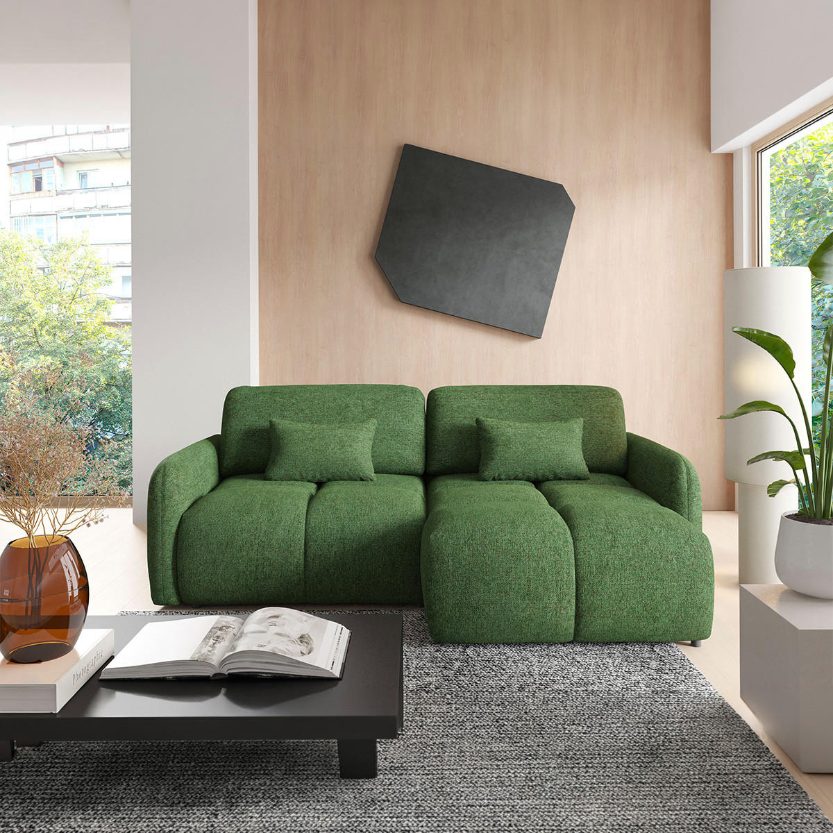 ECKSOFA Grün - Grün, Holz (240/165cm) - Petits-meubles