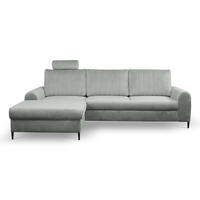 ECKSOFA VERONA L-S Grau Velours-Stoff mit Schlaffunktion - Grau, Holz (251/164cm) - MASSENO