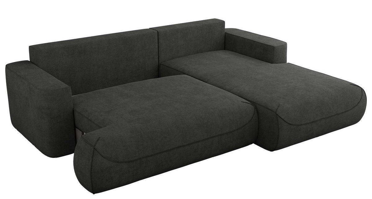 ECKSOFA OVO L Dunkelgrau Struktur - Rechts Seite - Dunkelgrau/Schwarz, Kunststoff/Textil (195/271cm) - MKS