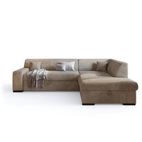 ECKSOFA mit Schlaffunktion Cordstoff MILENZO Beige Rechts - Beige, Holz (260/175cm) - Bromarkt