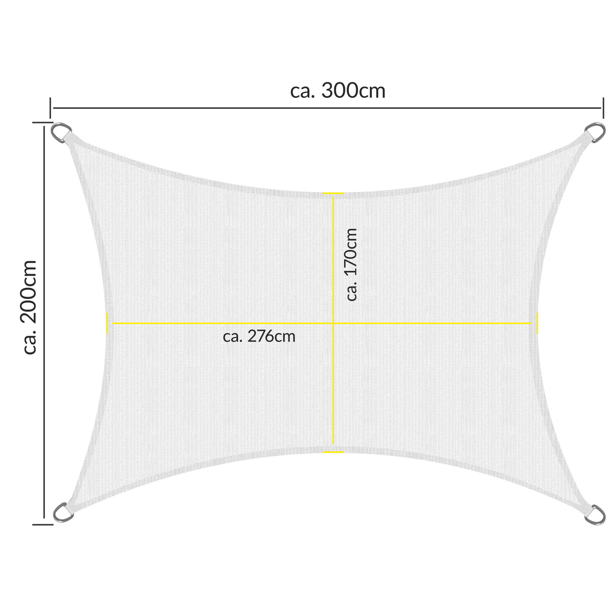 SONNENSEGEL SolVision HS9 200/300 cm rechteckig Weiß HDPE - Weiß, Kunststoff (300/200cm) - Sol Royal