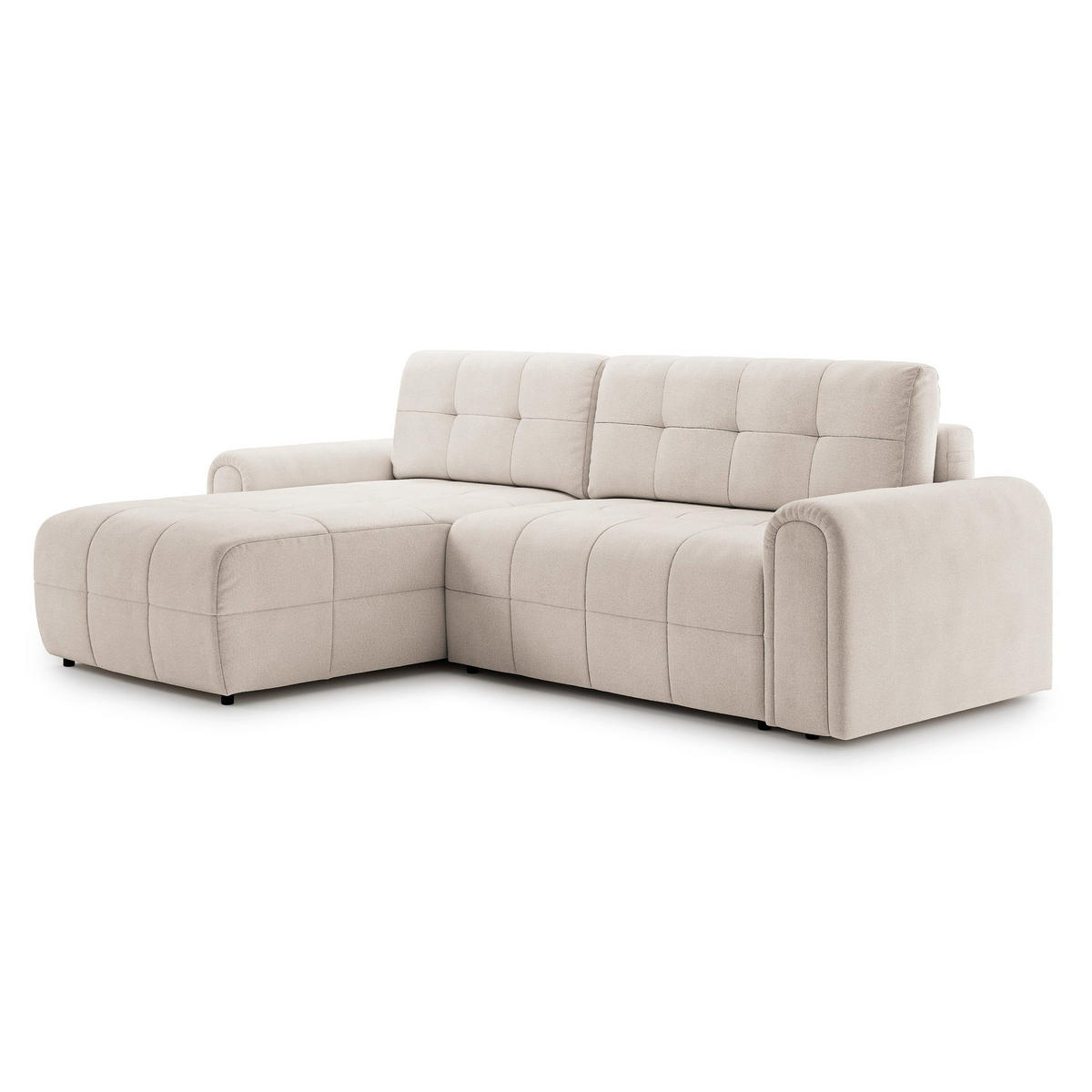 ECKSOFA Simolla Creme links - Creme/Schwarz, Kunststoff/Textil (268/180cm) - Selsey