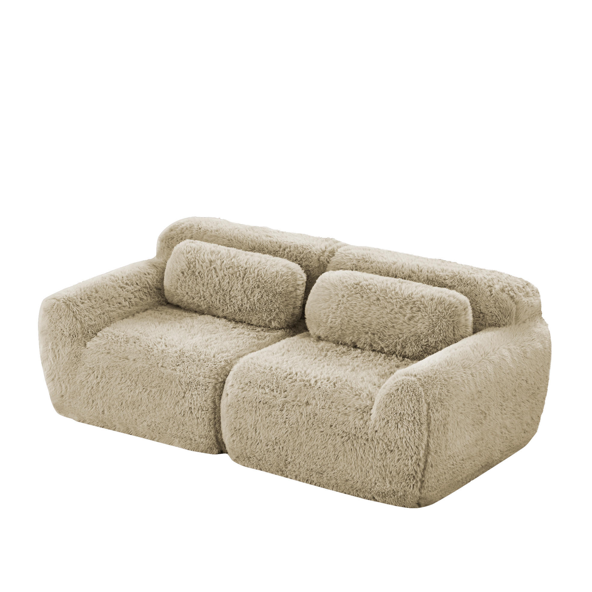 SOFA 2-Sitzer modular rahmenlos Plüsch Light Khaki - Beige, Kunststoff (104/73/204cm) - Meubliv