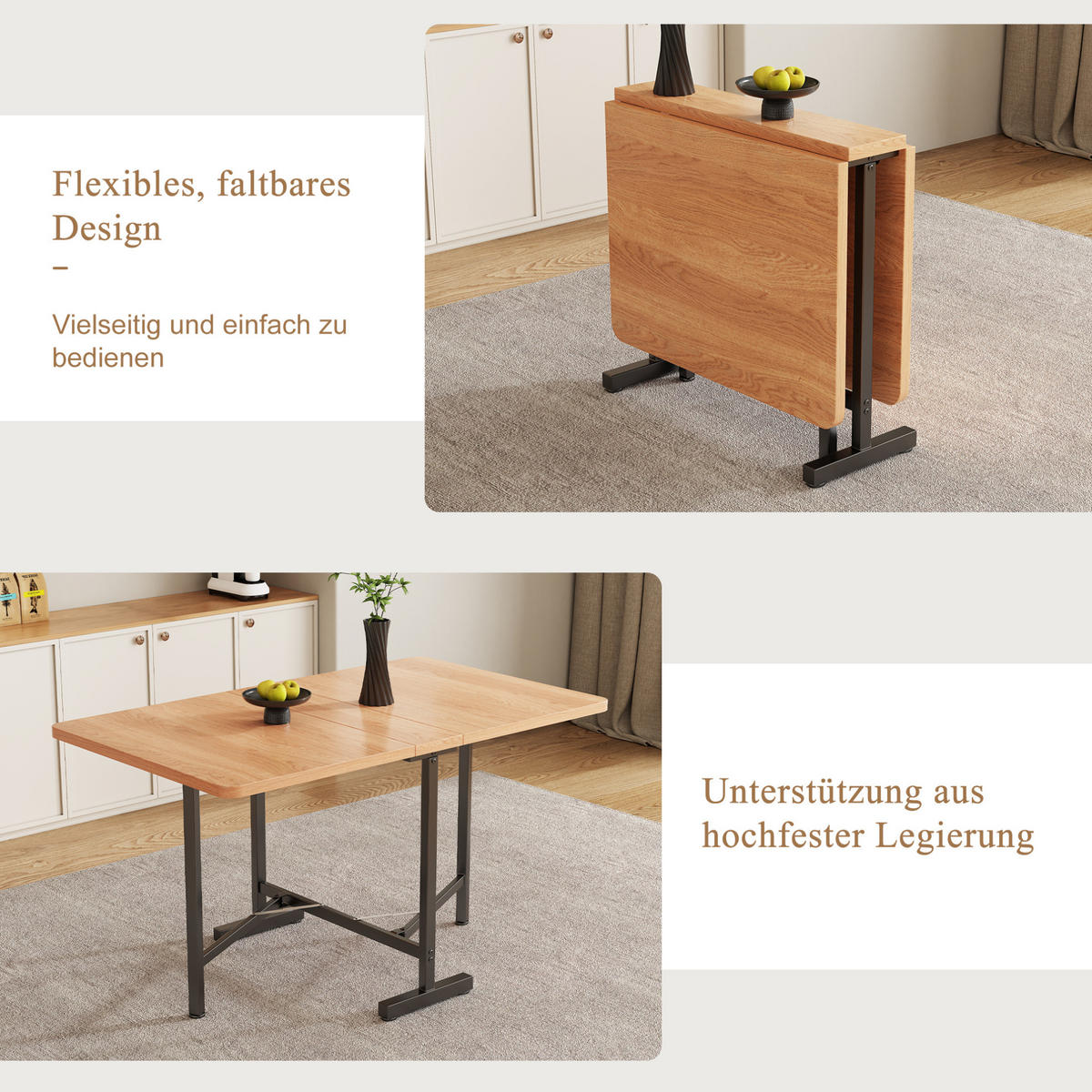 ESSTISCH 120/80/75 cm aus MDF mit Klappfunktion - Eichefarben, Holzwerkstoff (120/80/75cm) - OKMYHOME