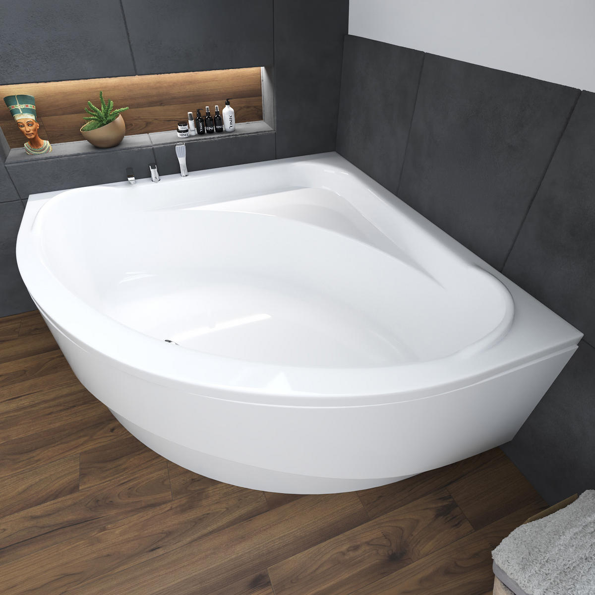 BADEWANNE Eckwanne STANDARD 150/150 Ablauf & Füße - Weiß, Kunststoff (150/62/150cm) - bad land