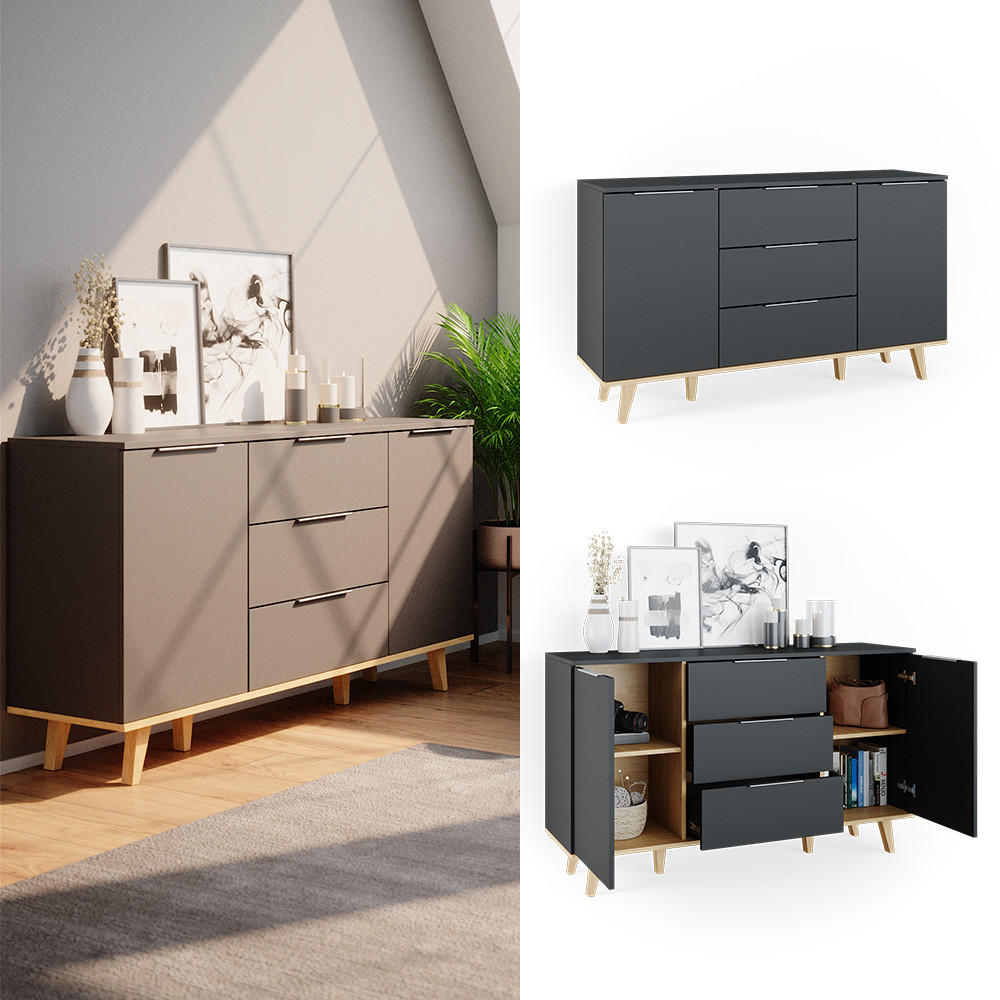 KOMMODE Nautica Anthrazit 138 x 82 cm - Anthrazit, Holzwerkstoff (138/82/40cm) - Vicco