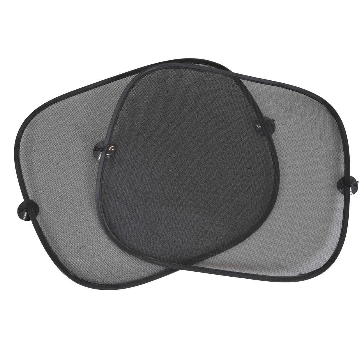 KINDERAUTOSITZZUBEHÖR Auto-Sonnenschutz Basic 2-teilig schwarz Polyester, Saugknöpfe, faltbar, 44 x 36 cm, leicht zu reinigen - Schwarz, Textil (44/36/3cm) - Moni
