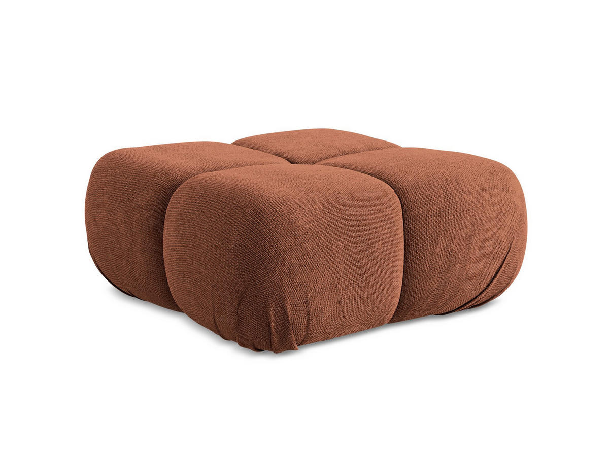 POUF Chenille Stoff Orange - Terra cotta/Schwarz, Kunststoff/Textil (95/41/95cm) - Makamii