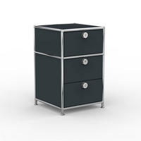 BÜRO-STANDCONTAINER, Metall, 40cm, 1 Schublade + 1 Doppelschublade, Anthrazitgrau - Chromfarben/Silberfarben, Metall (40/62.7/39.7cm) - Versee