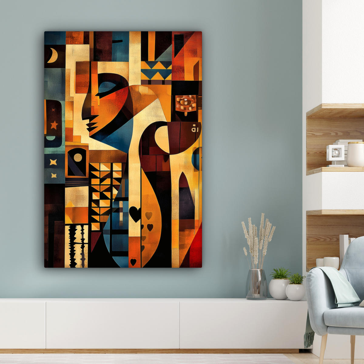 LEINWANDBILD Figuren - Abstrakt - Symbole 80x120 cm - Terracotta, Textil (80/120cm) - MuchoWow