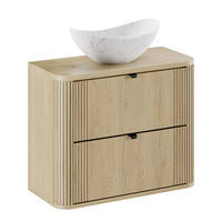 WASCHTISCHKOMBI 100 cm 3 Teile - Ovalia Cremona O BM408 in Cremona-Eiche - Eichefarben/Weiß, Holz/Keramik (100/54/46cm)