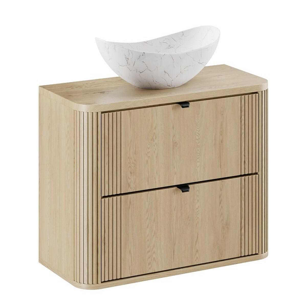 WASCHTISCHKOMBI 100 cm 3 Teile - Ovalia Cremona O BM408 in Cremona-Eiche - Eichefarben/Weiß, Holz/Keramik (100/54/46cm)