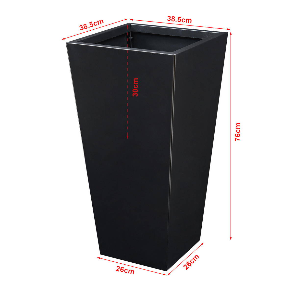 PFLANZKÜBEL Vaargel - Schwarz, Metall (38.5/76/38.5cm) - casa.pro