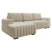 ECKSOFA Hugo, Seite: Links - Dunkelbraun/Beige, Holz/Textil (240/140cm)