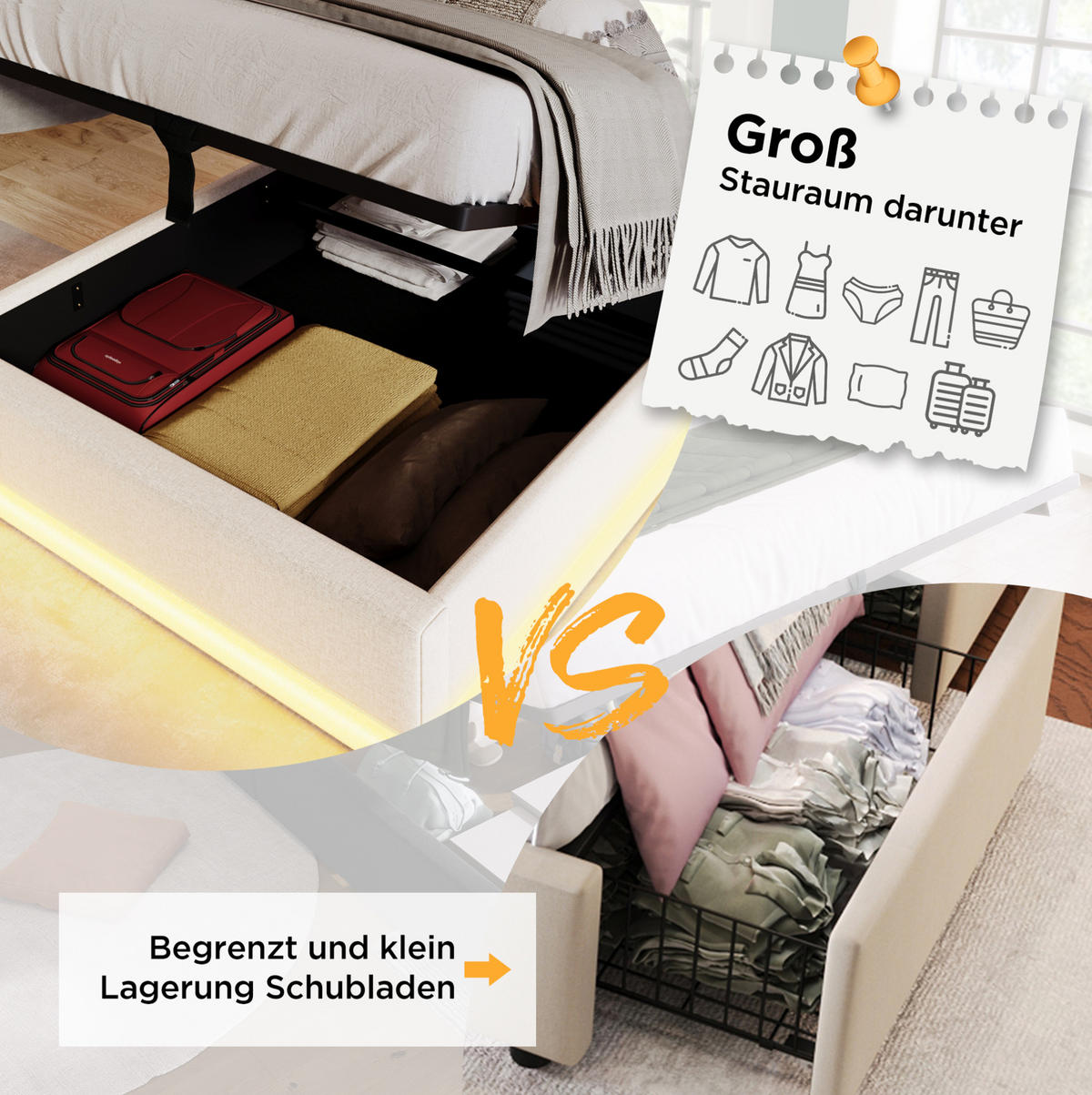 POLSTERBETT 90/200 cm Weiß aus PU mit Bettkasten, USB und LED - Weiß, Kunststoff (90/200cm) - OKMYHOME