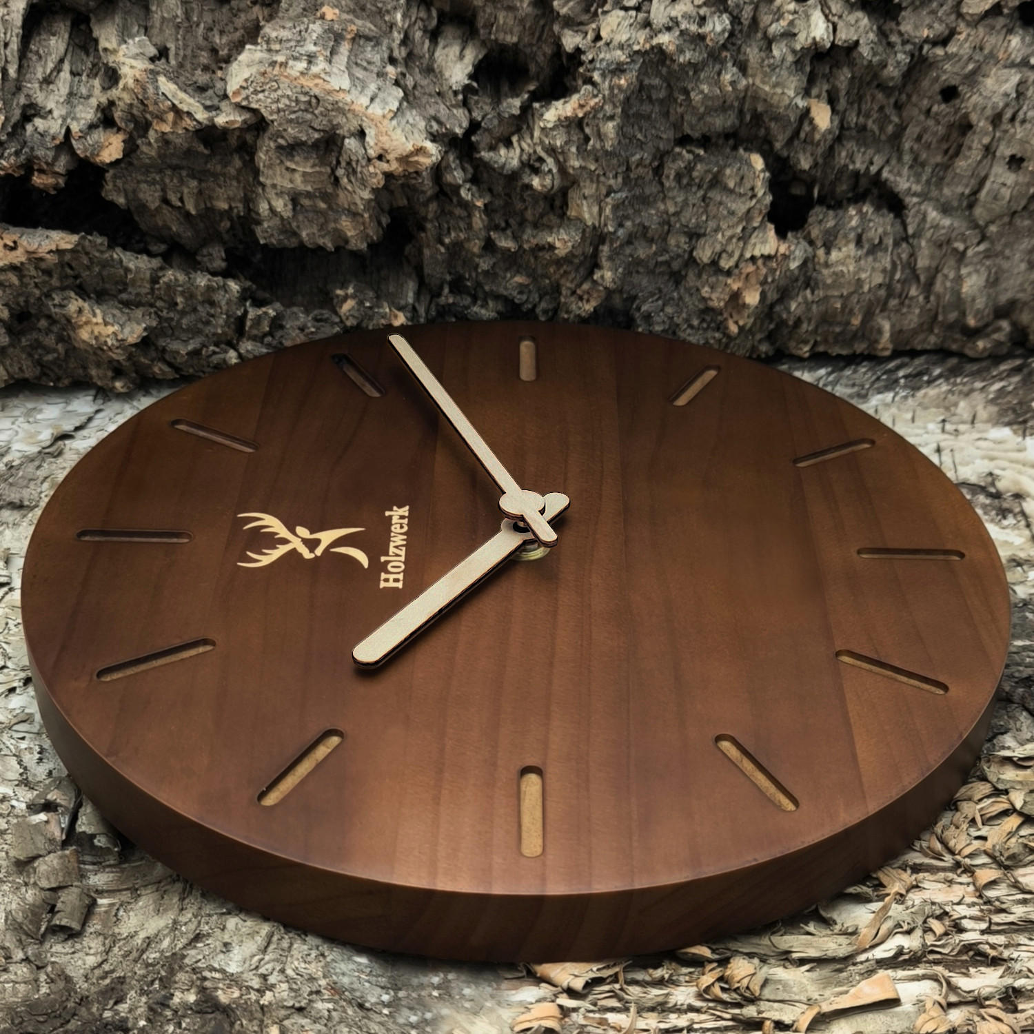 WANDUHR Holz Designer HEIDELBERG Loft Wand Uhr, braun - Beige/Braun, Holz (25/25/2.2cm) - Holzwerk