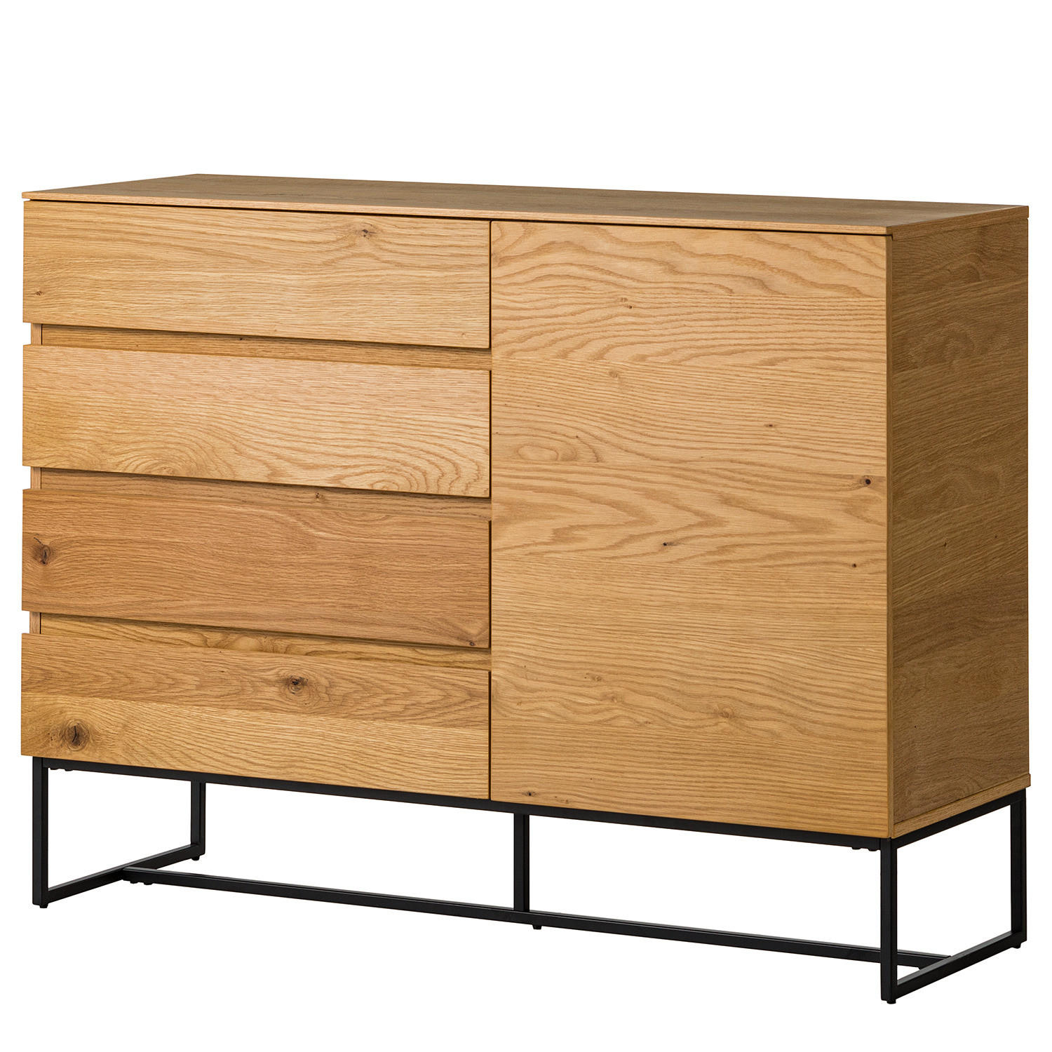 KOMMODE - Echtholzfurnier / Eisen - Eichefarben, Holzwerkstoff (115/86/40cm) - home24
