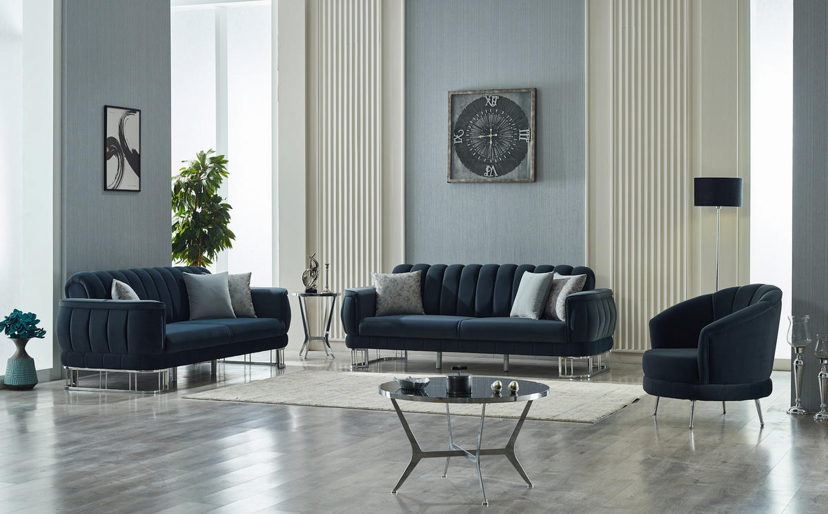 SITZGARNITUR Apollon Anthrazit Stellvariante:3+2+1 - Anthrazit, Holz/Textil (230/85/95cm) - Villa Möbel