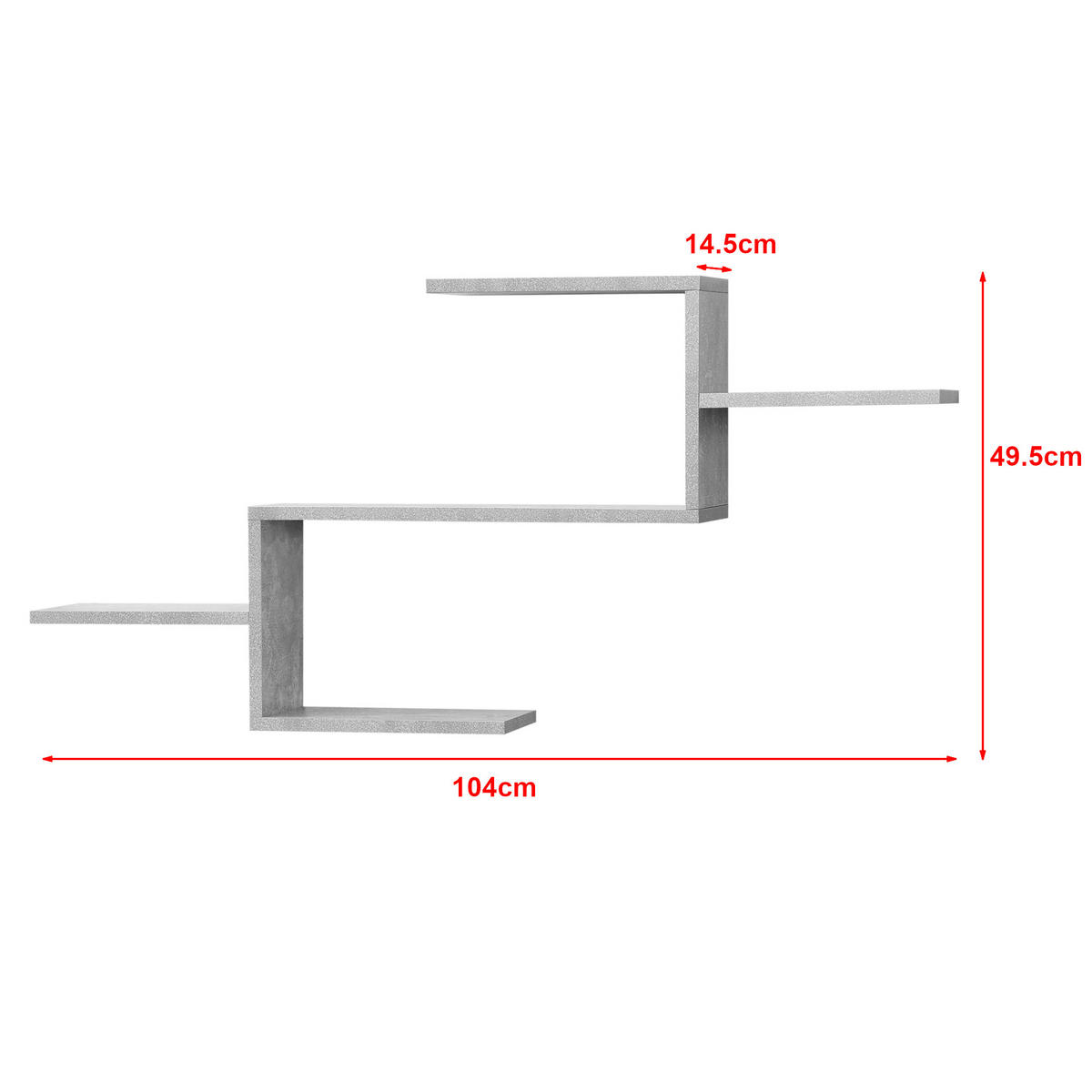 WANDREGAL Flekkefjord - Grau, Holzwerkstoff (104/49.5/14.5cm) - [en.casa]