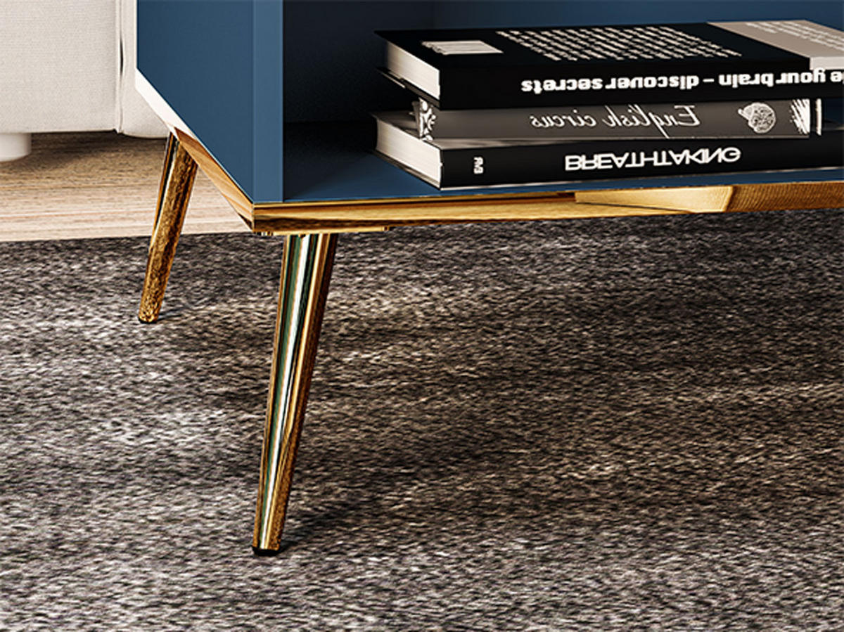 COUCHTISCH Marine dunkelblau / gold 90 / 60 / 42cm - Blau, Holz/Holzwerkstoff (42/90/60cm) - Feldmann-Wohnen