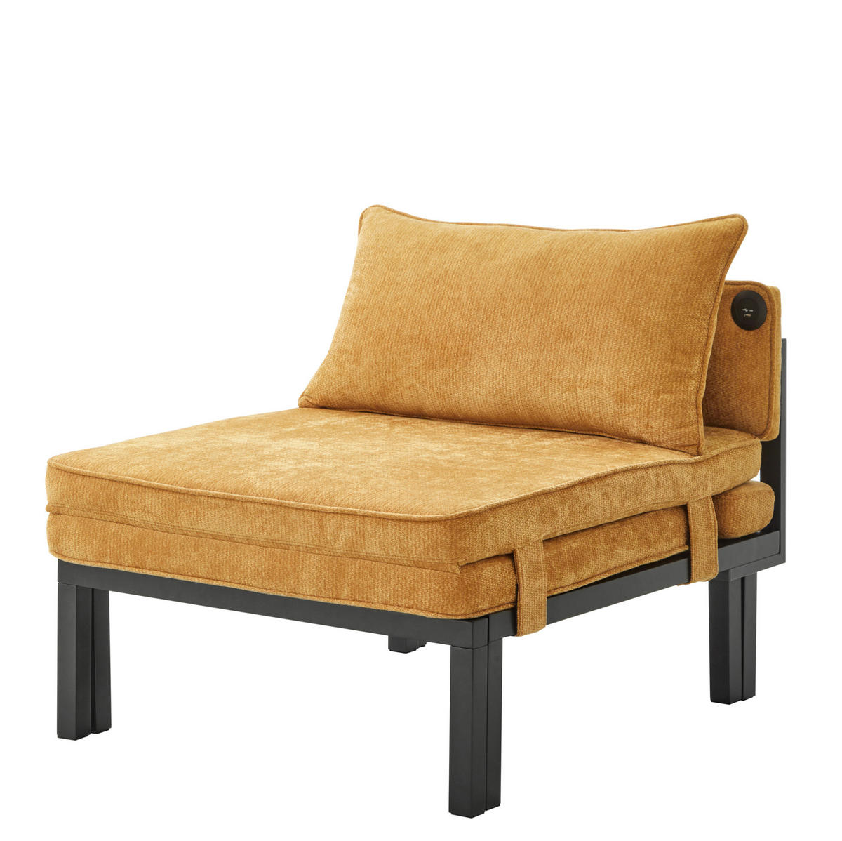 SCHLAFSESSEL mit Schlaffunktion, USB- und Type-C-Anschluss, platzsparendes 2-in-1-Design, Gelb - Gelb, Textil (82/79/176cm) - Redom