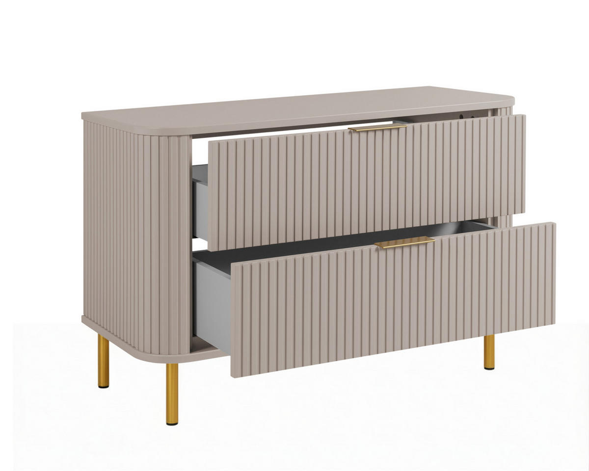 BADEZIMMERSCHRANK : Farbe Kaschmir, Griff gold, Füße gold, 100 x 41,5 x 66,7 cm - Kaschmir/Goldfarben, Holzwerkstoff (100/66.7/41.5cm) - 3XE LIVING